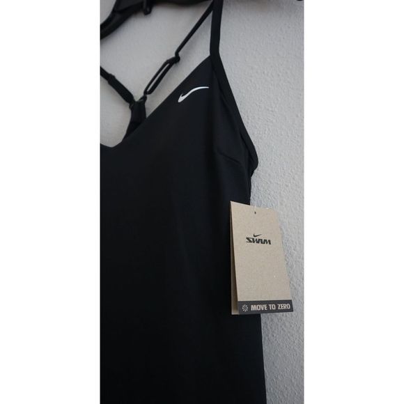 Nike Swim NESSB217 001 Women's Sz Small Black Essential Racerback Swim Dress $64 - Picture 4 of 8